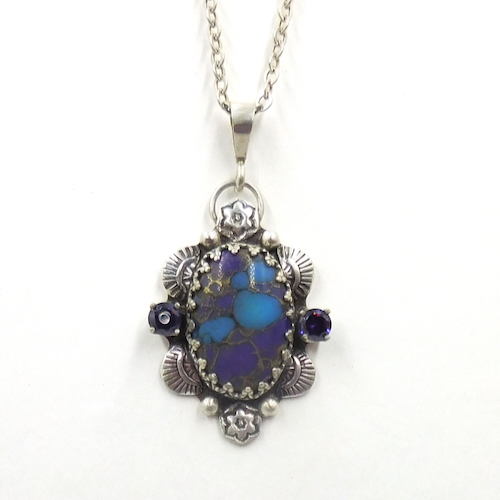 DKC-2095 Pendant, Blue/Purple Buffalo TQ $300 at Hunter Wolff Gallery